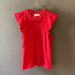NATION LTD Red Ruffle Shoulder Top - XS